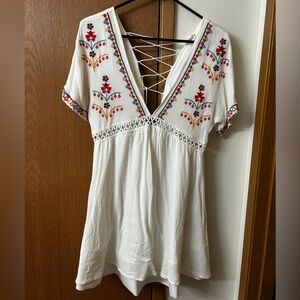 Embroidered mini dress